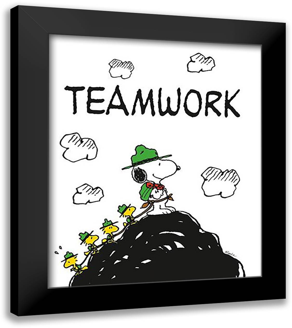 Teamwork ??? Peanuts 20x24 Black Modern Wood Framed Art Print Poster by Schulz, Wilhelm