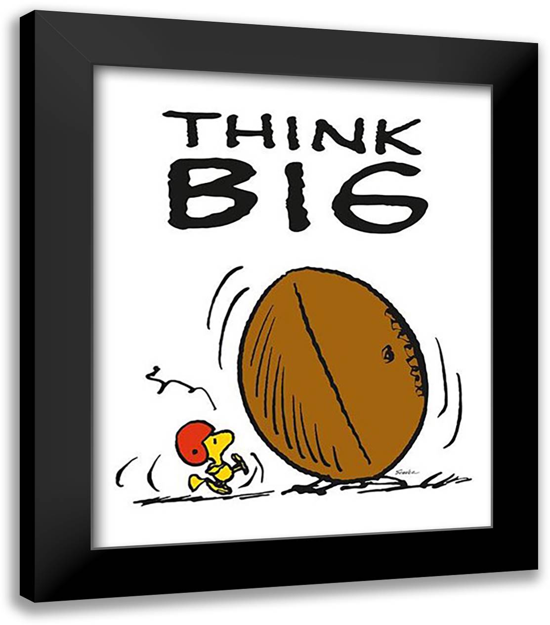 Think Big ??? Peanuts 20x24 Black Modern Wood Framed Art Print Poster by Schulz, Wilhelm