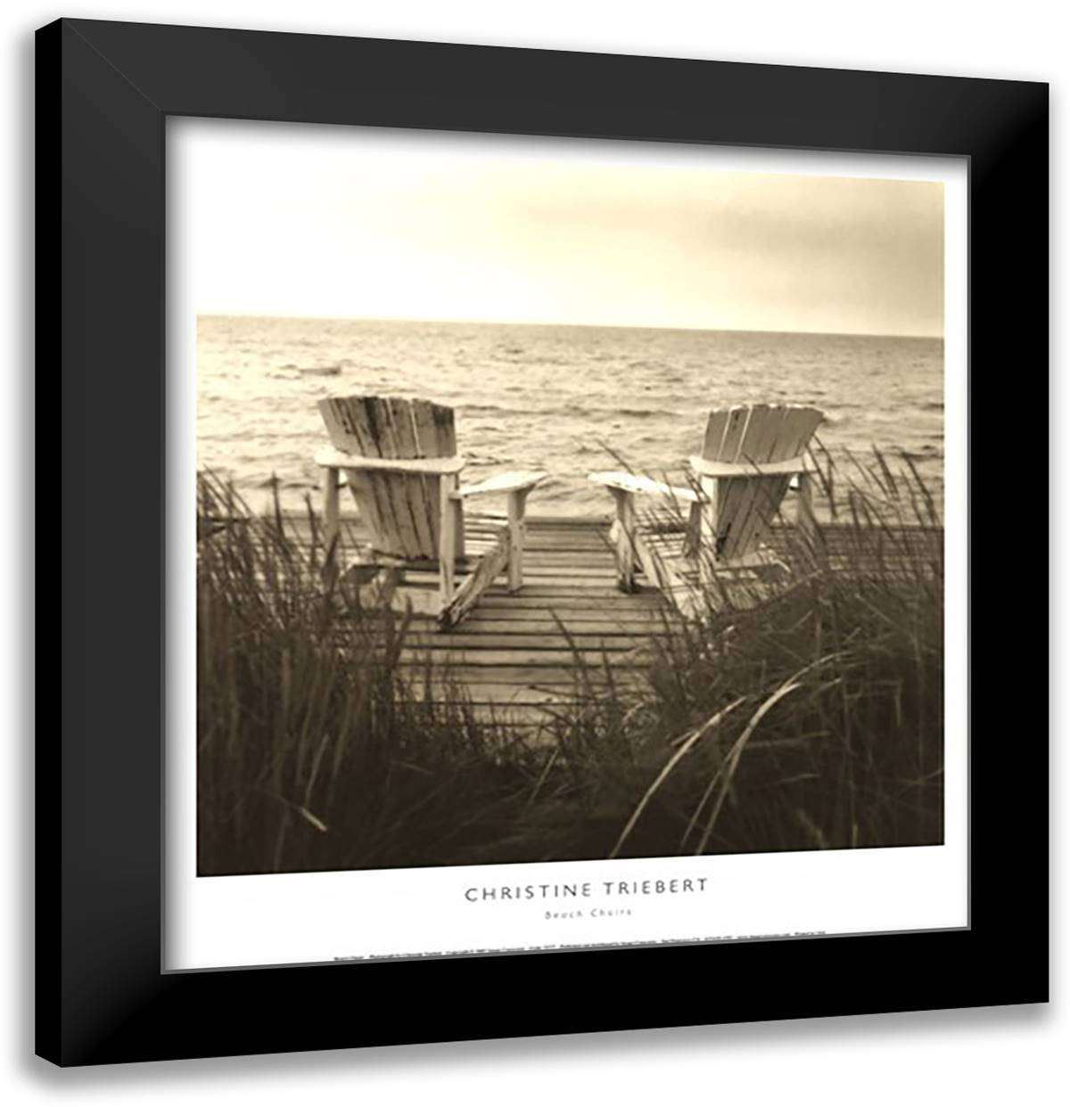 Beach Chairs 17x18 Black Modern Wood Framed Art Print Poster by Triebert, Christine