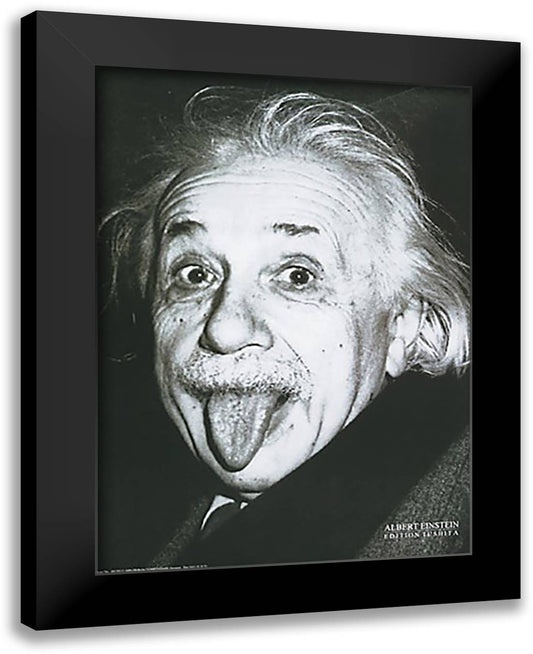 Albert Einstein - Tongue 24x32 Black Modern Wood Framed Art Print Poster