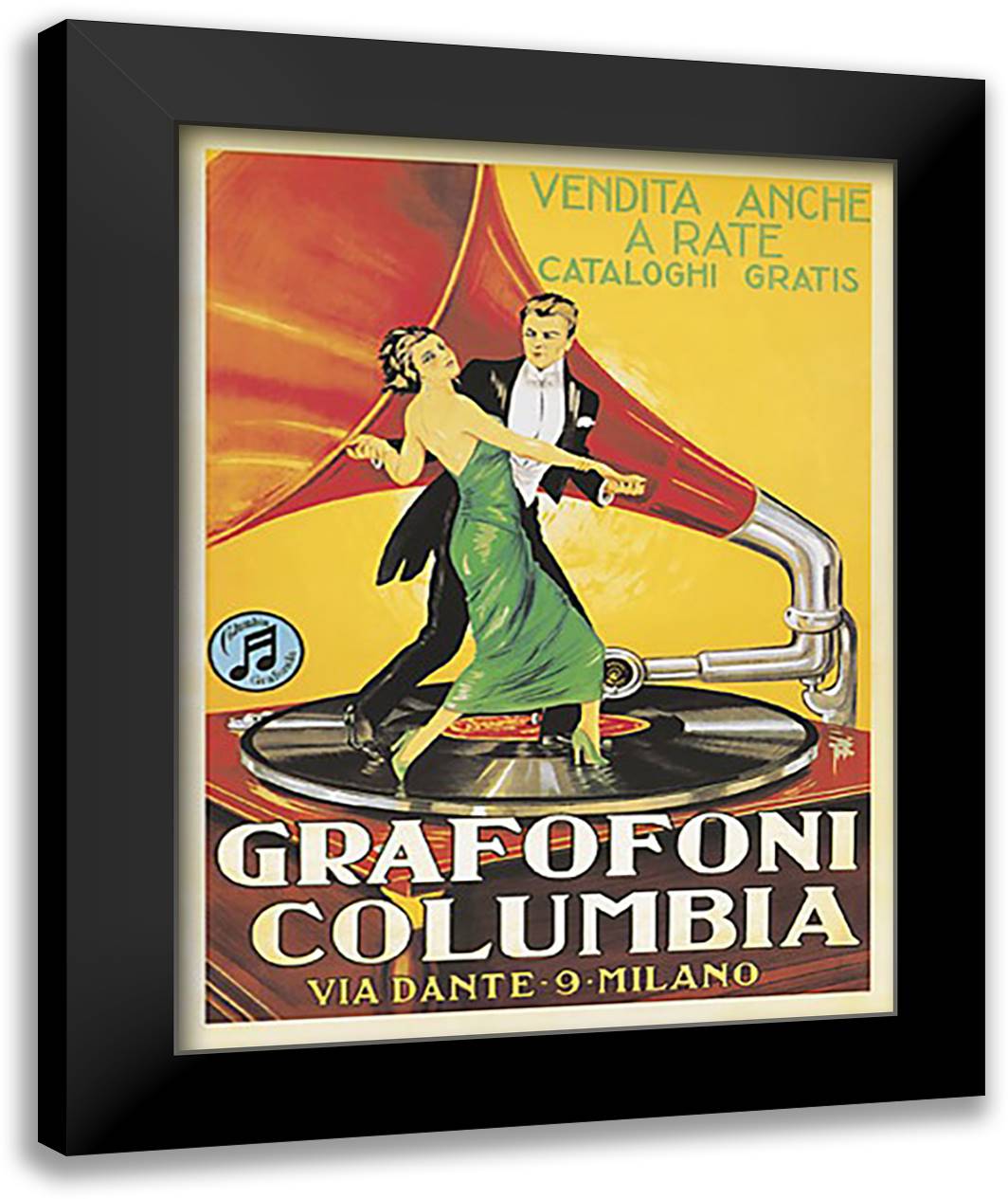 Grafofoni Columbia 28x36 Black Modern Wood Framed Art Print Poster