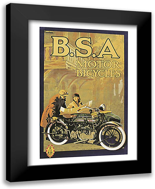 BSA Motor Bicycles 24x32 Black Modern Wood Framed Art Print Poster