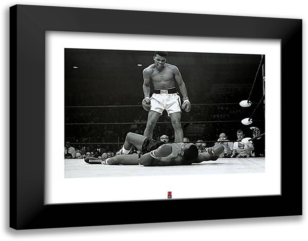 Muhammad Ali - 1965 1st Round Knockout Against Sonny Liston 36x28 Black Modern Wood Framed Art Print Poster