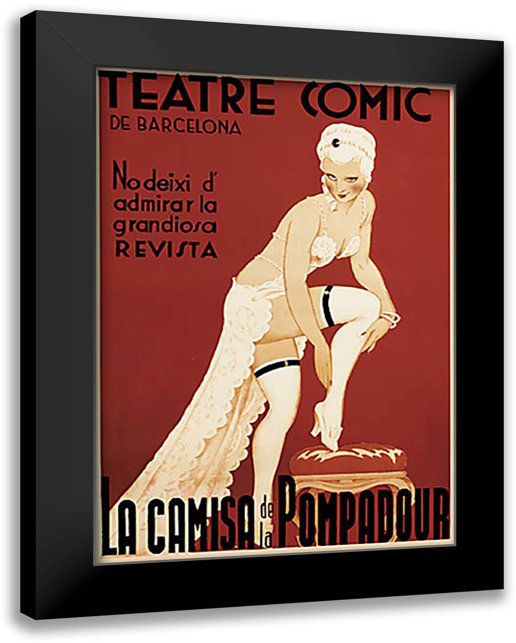 Teatre Comic de Barcelona 28x40 Black Modern Wood Framed Art Print Poster