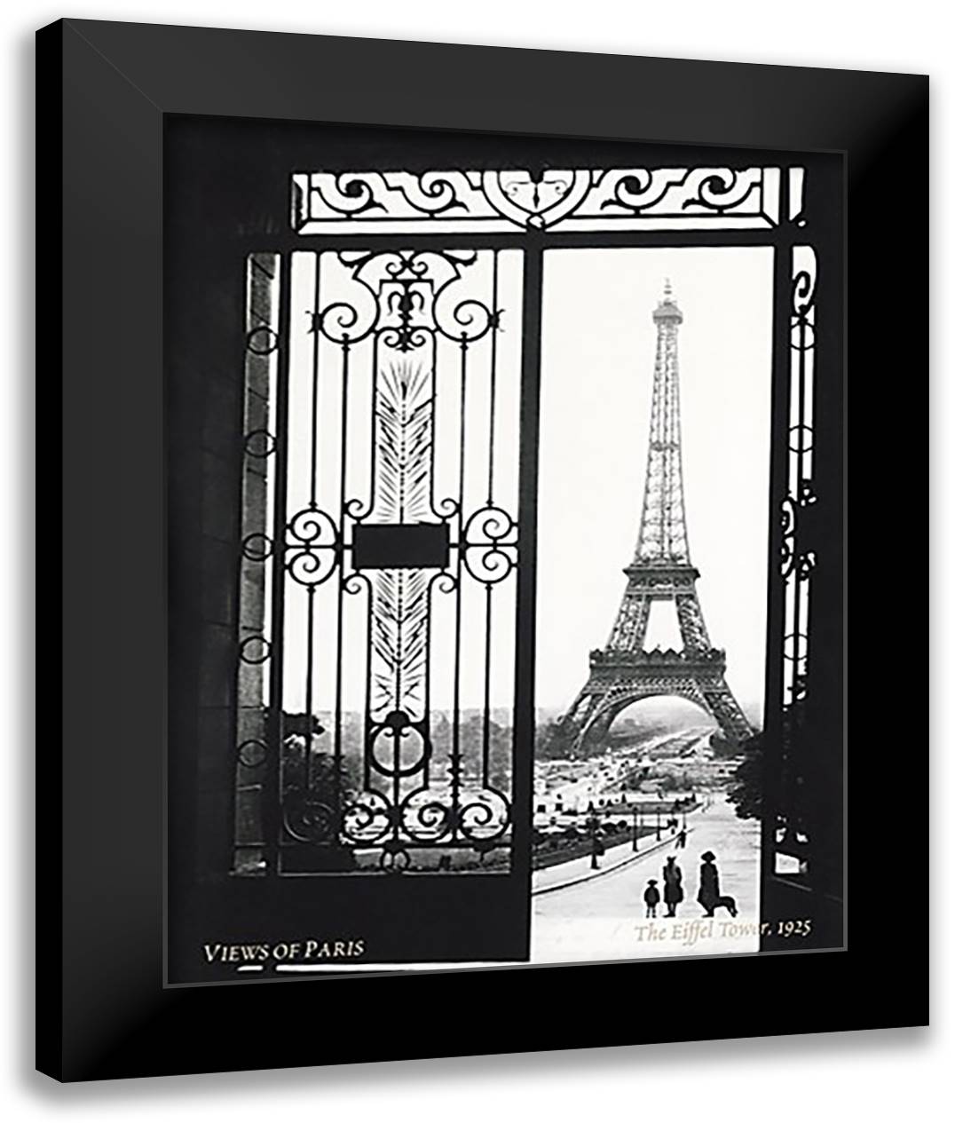 The Eiffel Tower, 1925 28x36 Black Modern Wood Framed Art Print Poster