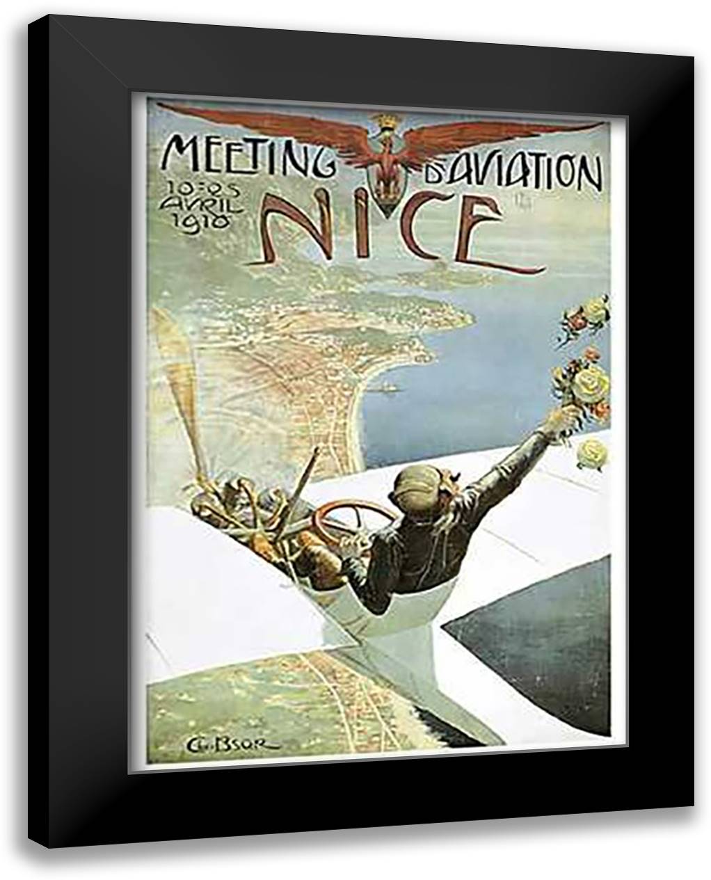 Meeting Aviation 22x28 Black Modern Wood Framed Art Print Poster
