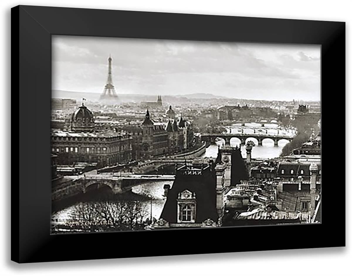 The River Seine 36x28 Black Modern Wood Framed Art Print Poster