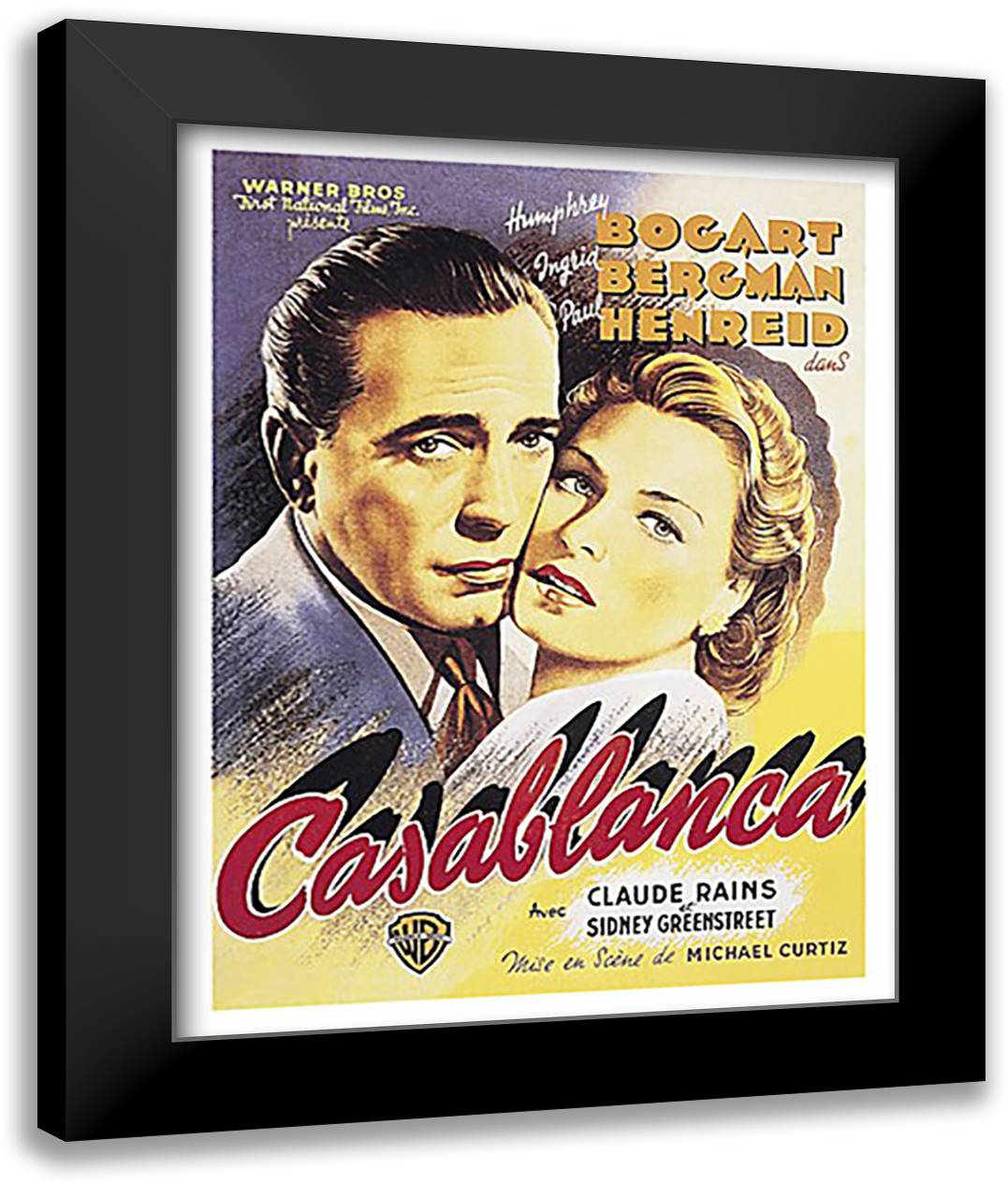 Casablanca 28x36 Black Modern Wood Framed Art Print Poster