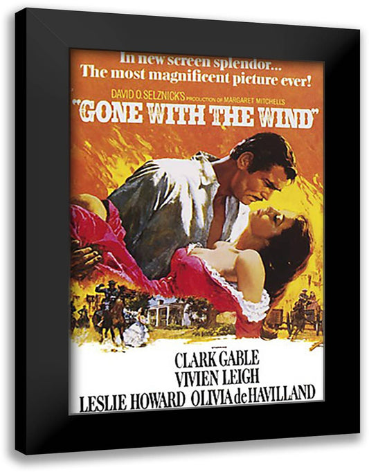 Gone with the Wind 28x40 Black Modern Wood Framed Art Print Poster