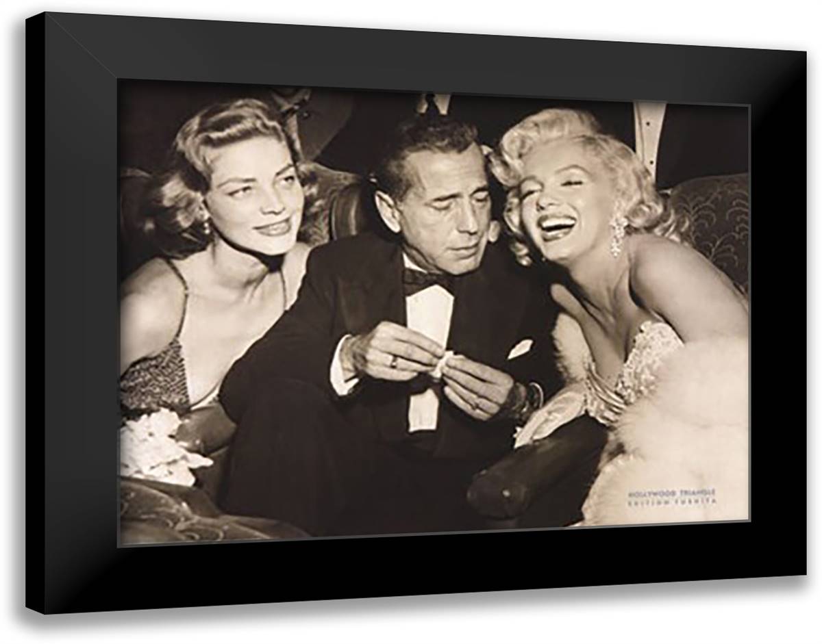 Hollywood Triangle (Bacall, Bogart, Monroe) 36x28 Black Modern Wood Framed Art Print Poster by Transglobe