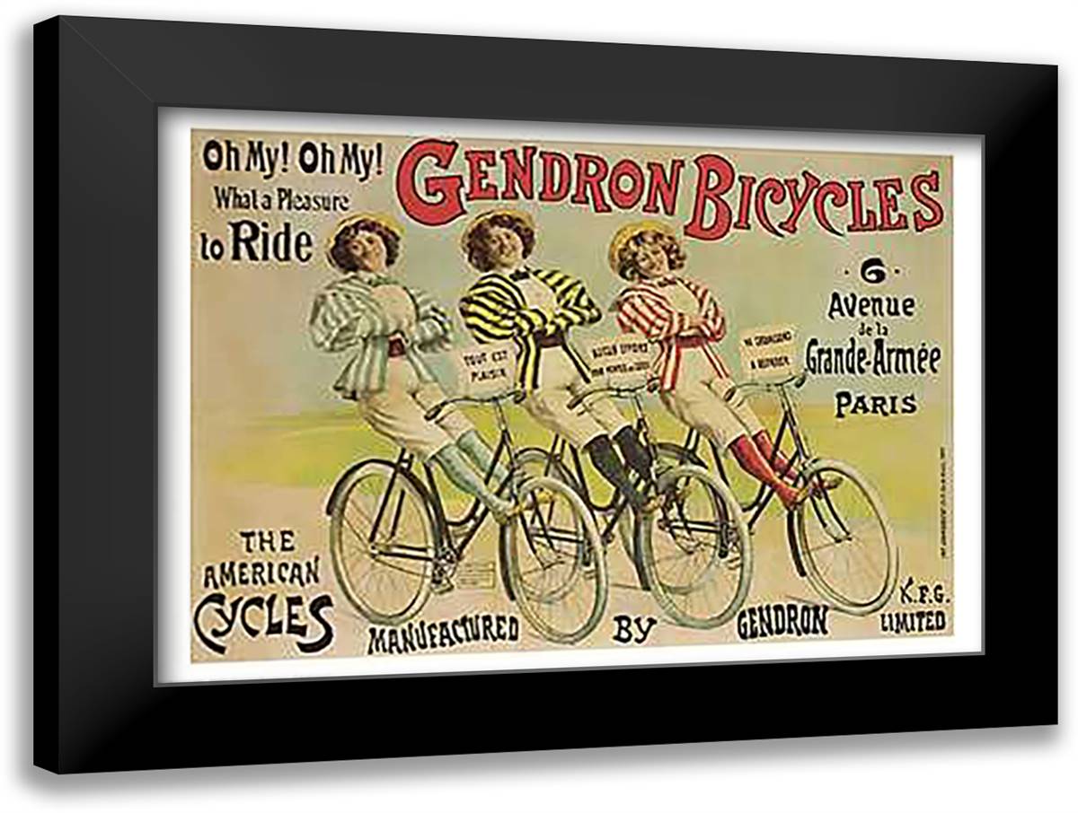 Gendron Bicycles 32x24 Black Modern Wood Framed Art Print Poster