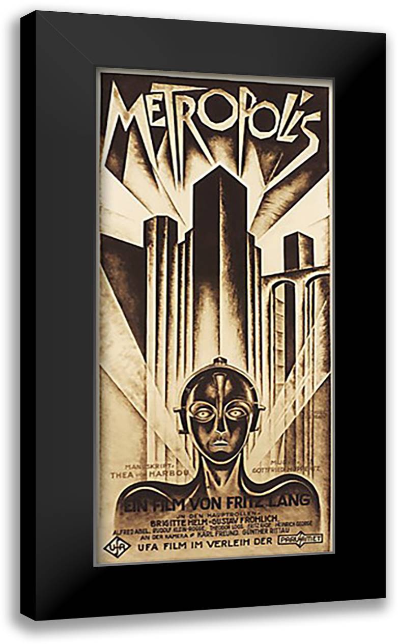 Metropolis 20x40 Black Modern Wood Framed Art Print Poster