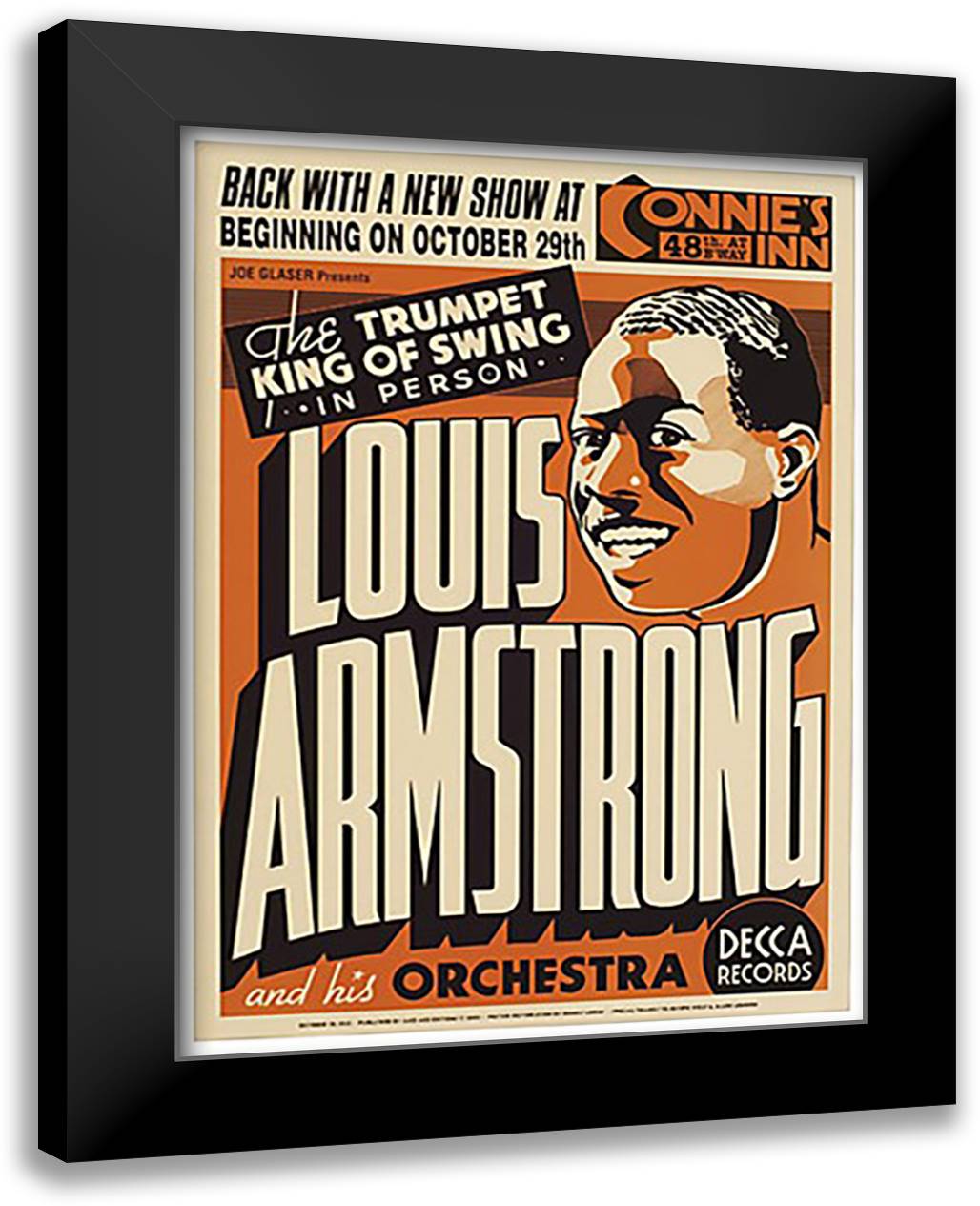 Louis Armstrong, 1935 21x28 Black Modern Wood Framed Art Print Poster