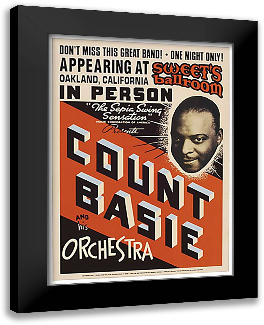 Count Basie, 1939 21x28 Black Modern Wood Framed Art Print Poster