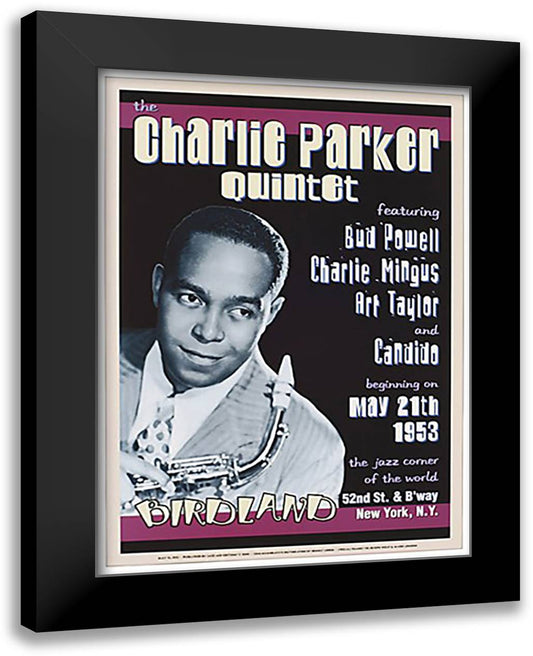 Charlie Parker, 1953 21x28 Black Modern Wood Framed Art Print Poster