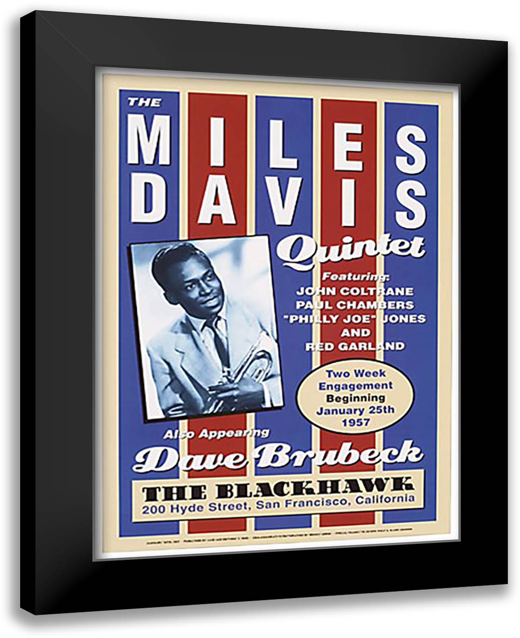 Miles Davis, 1957 21x28 Black Modern Wood Framed Art Print Poster