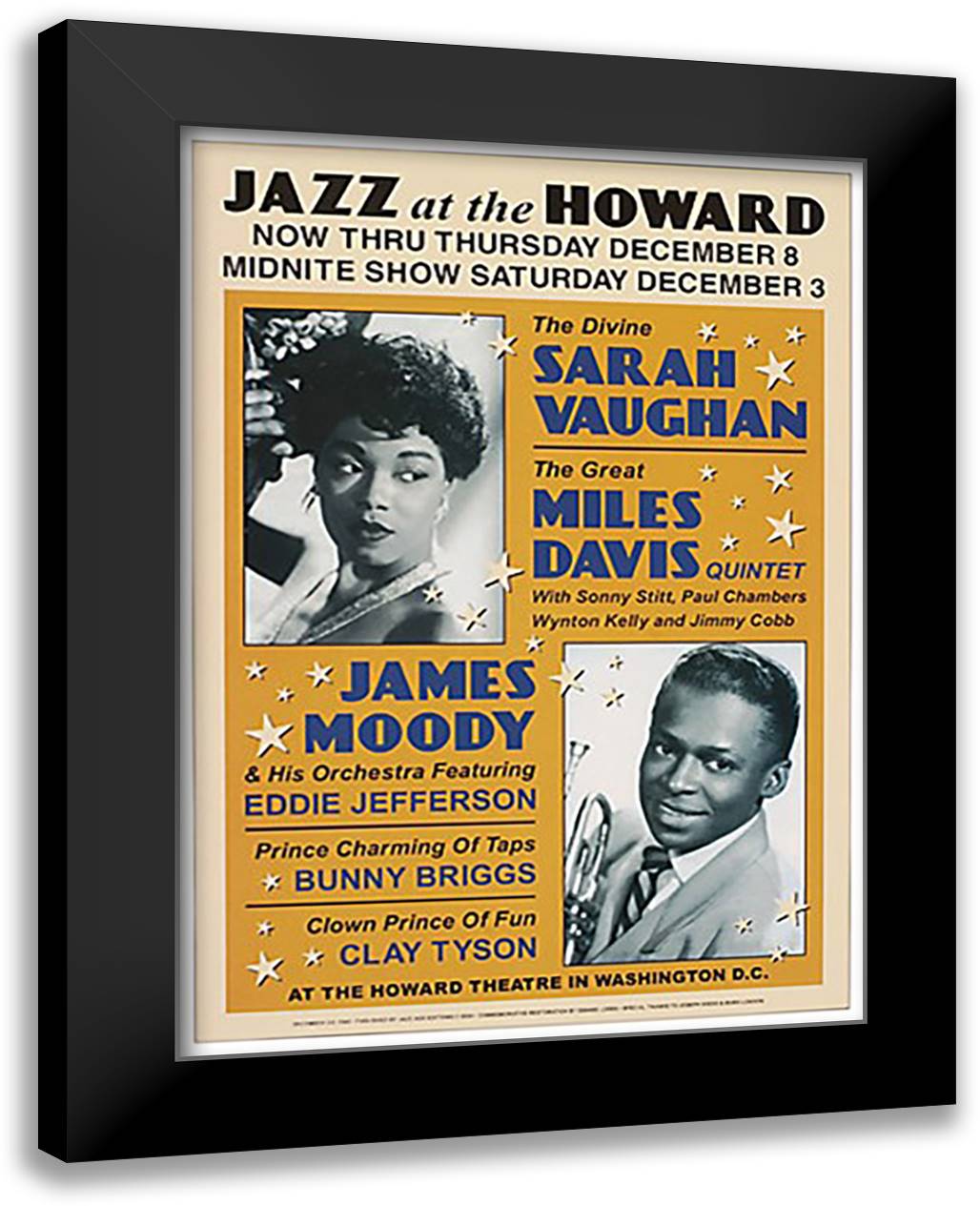 Sarah Vaughan and Miles Davis, 1960 21x28 Black Modern Wood Framed Art Print Poster