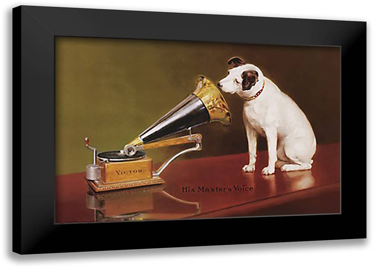 His Master's Voice 40x28 Black Modern Wood Framed Art Print Poster