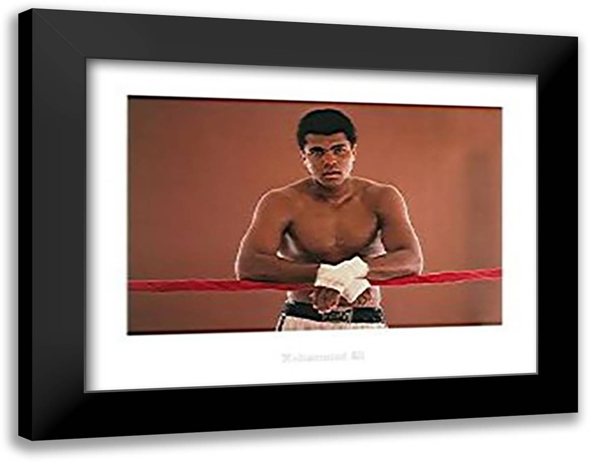 Ali 36x28 Black Modern Wood Framed Art Print Poster