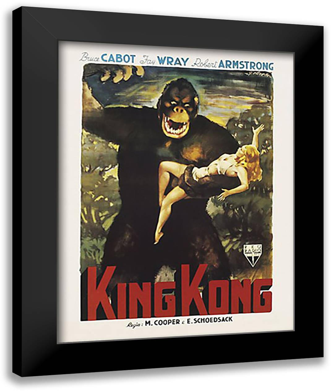 King Kong 28x36 Black Modern Wood Framed Art Print Poster