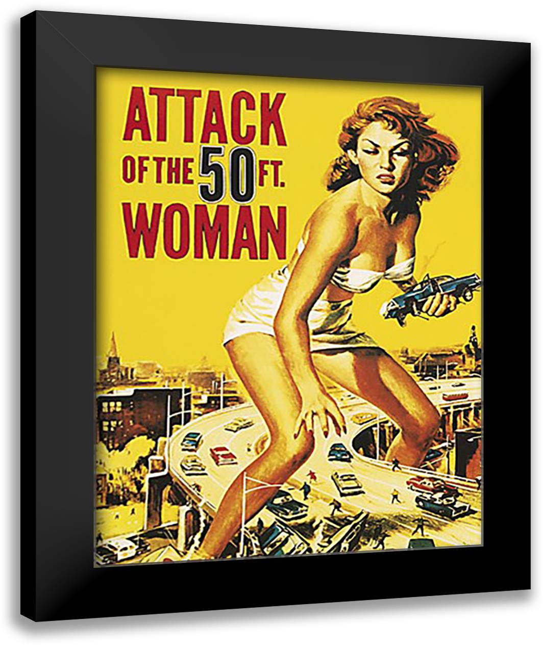 Attack of the 50 ft. Woman 28x36 Black Modern Wood Framed Art Print Poster