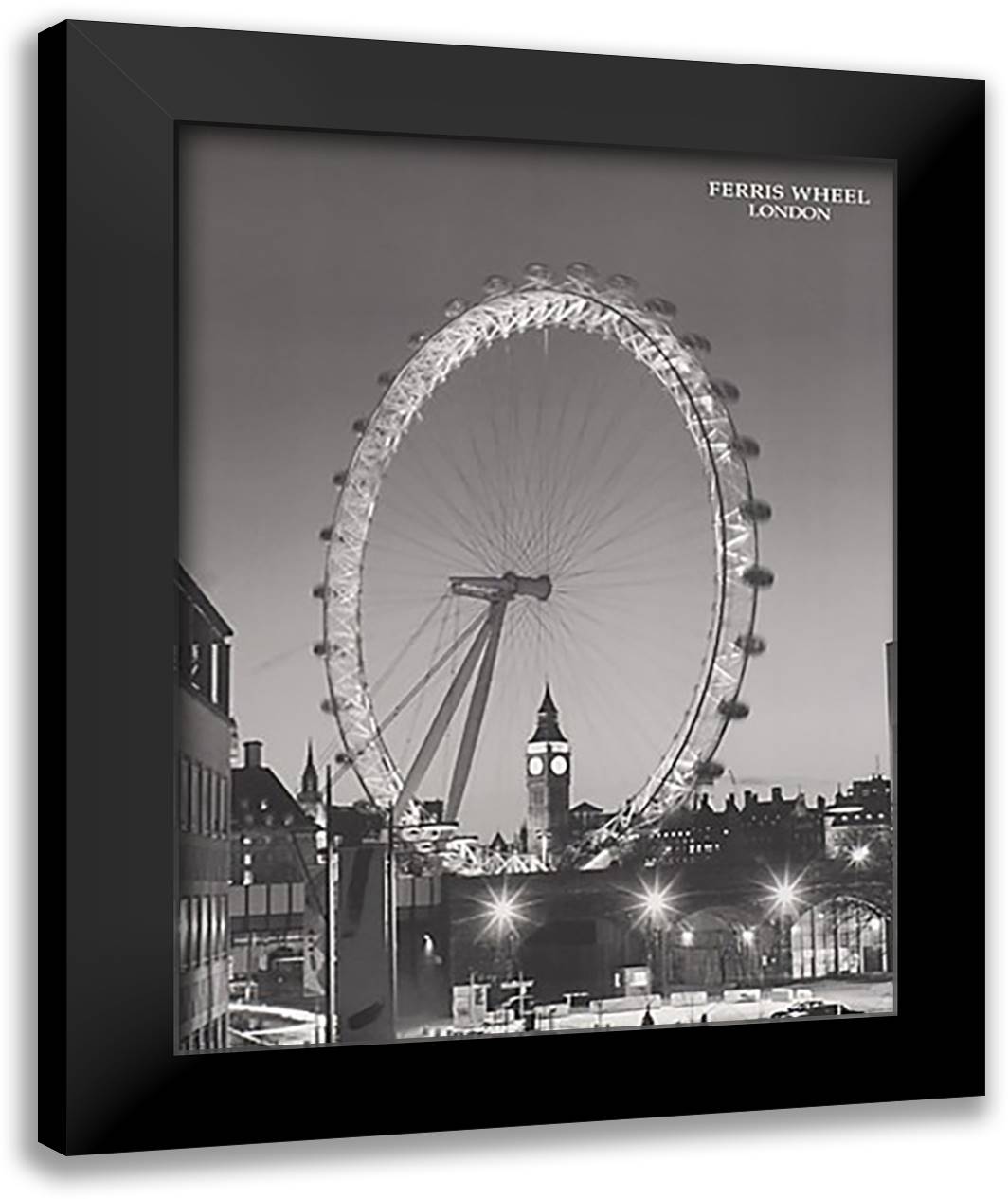 London 28x36 Black Modern Wood Framed Art Print Poster