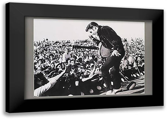 Elvis in Concert, 1957 40x28 Black Modern Wood Framed Art Print Poster