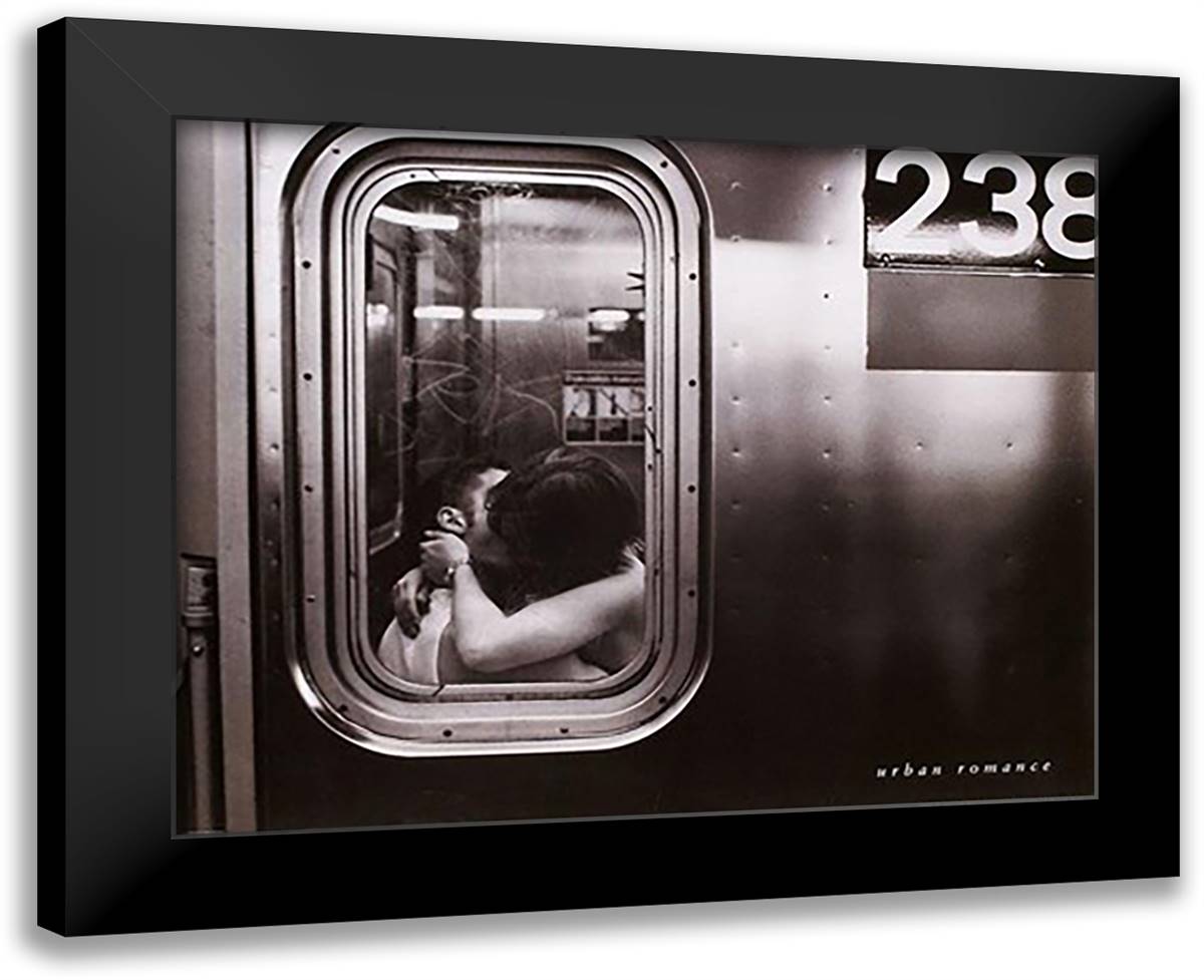 Urban Romance 32x26 Black Modern Wood Framed Art Print Poster