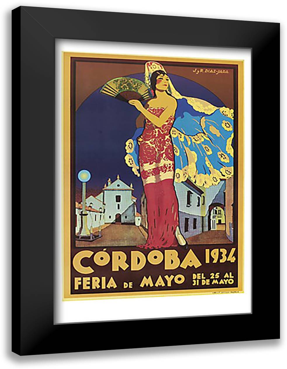 Cordoba, 1934 27x39 Black Modern Wood Framed Art Print Poster