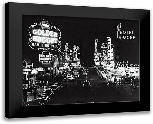 Vintage Vegas 32x26 Black Modern Wood Framed Art Print Poster