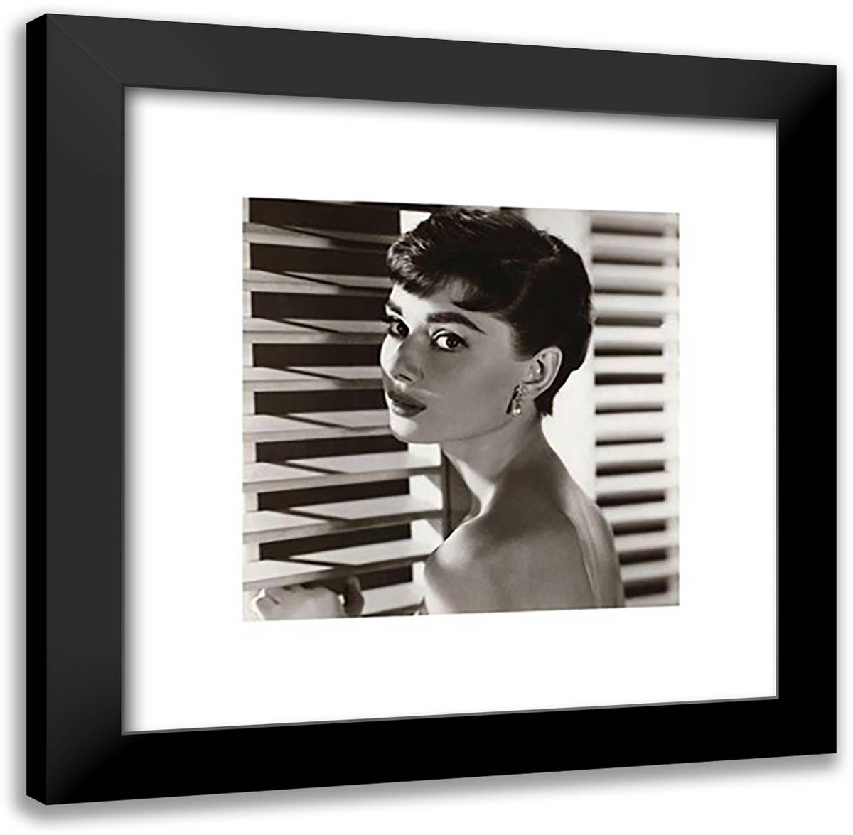 Audrey Hepburn ??? Blinds 20x20 Black Modern Wood Framed Art Print Poster