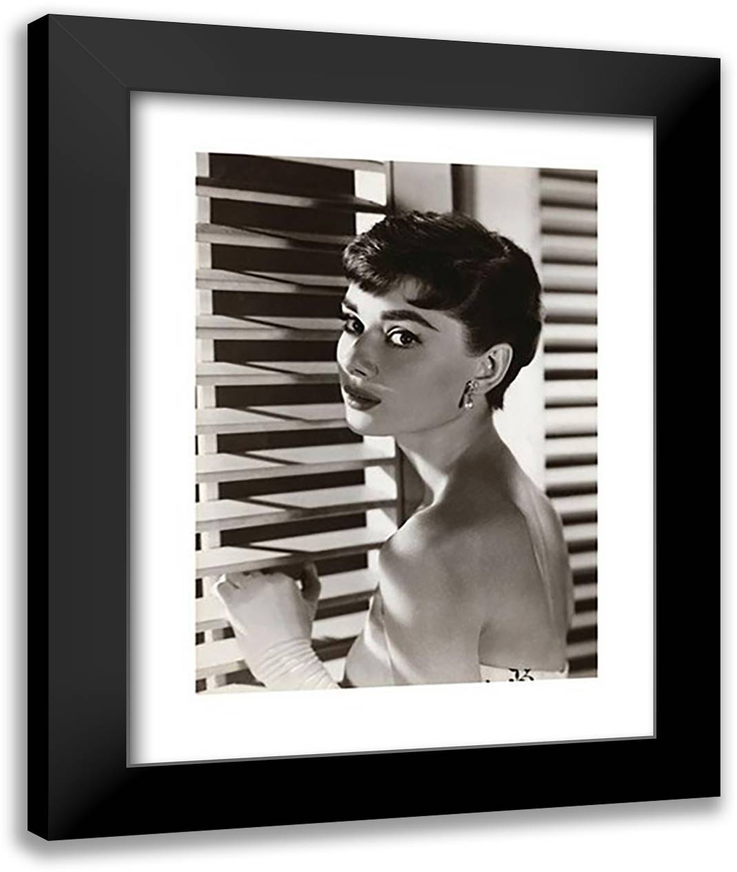 Audrey Hepburn ??? Blinds 28x36 Black Modern Wood Framed Art Print Poster