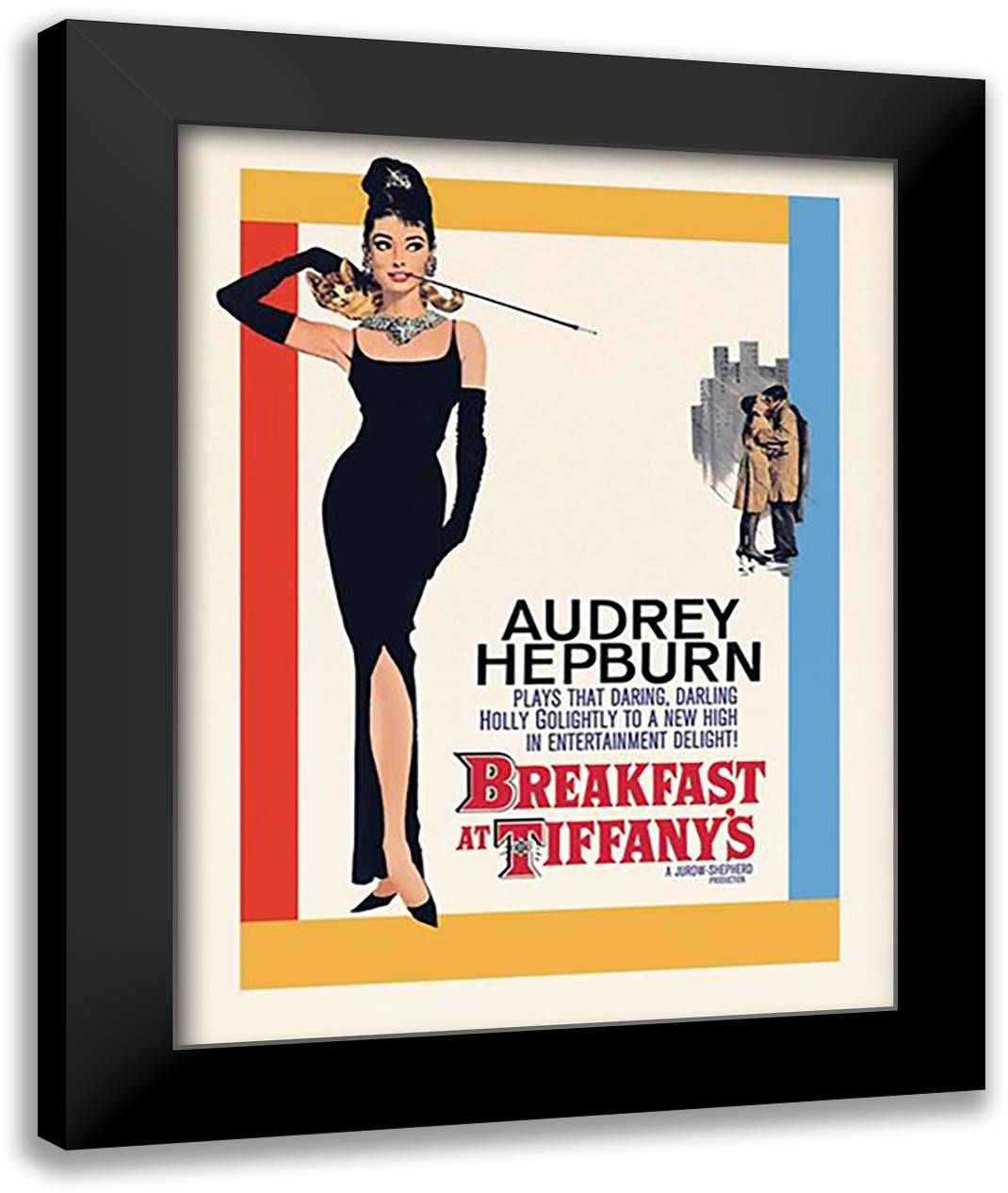 Breakfast At Tiffany???S ??? Movie Poster 28x36 Black Modern Wood Framed Art Print Poster