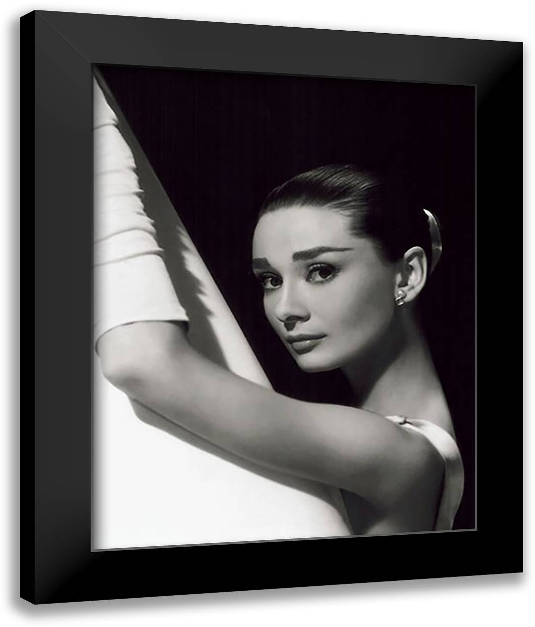 Audrey Charm 28x36 Black Modern Wood Framed Art Print Poster