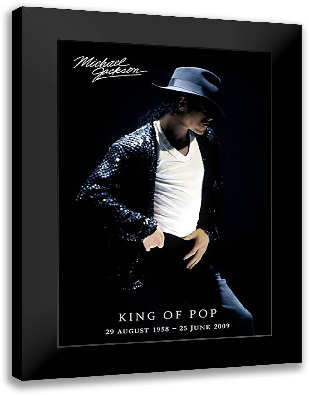 Michael Jackson - King of Pop 28x40 Black Modern Wood Framed Art Print Poster