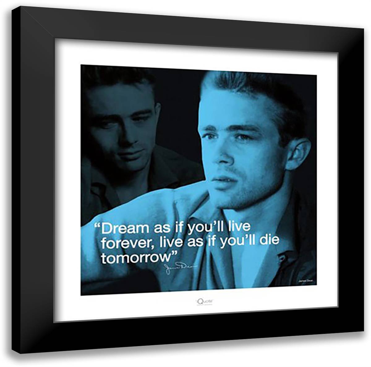 James Dean- Dream 20x20 Black Modern Wood Framed Art Print Poster