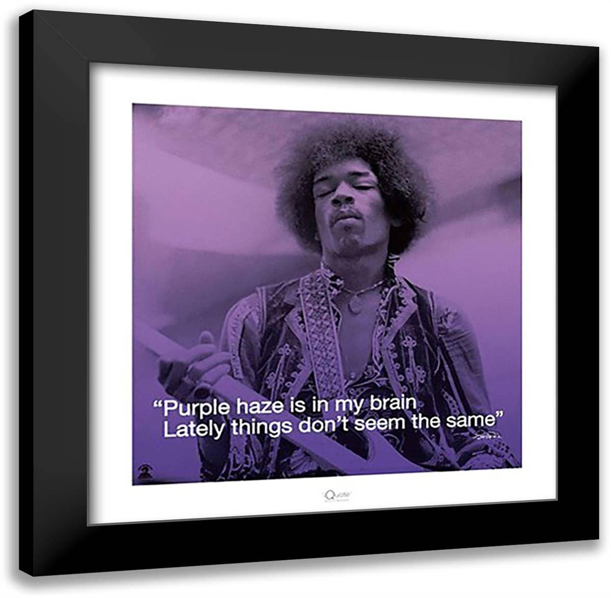 Jimi Hendrix- Purple Haze (lyric) 20x20 Black Modern Wood Framed Art Print Poster