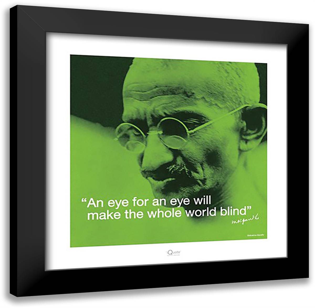 Mahatma Gandhi- Blind World 20x20 Black Modern Wood Framed Art Print Poster