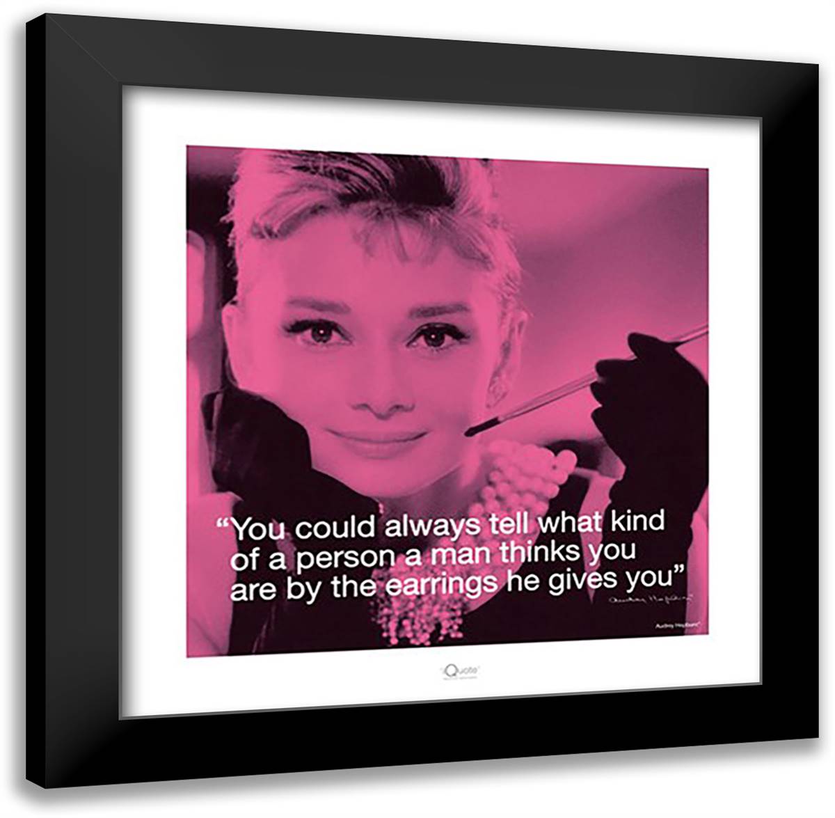 Audrey Hepburn- Earrings 20x20 Black Modern Wood Framed Art Print Poster