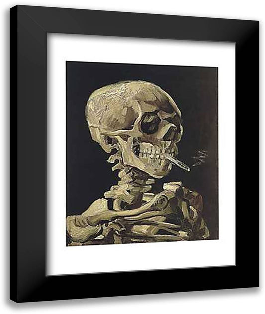 Skull of a Skeleton with Burning Cigarette, c.1885 16x20 Black Modern Wood Framed Art Print Poster by Van Gogh, Vincent