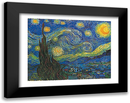 Starry Night 36x28 Black Modern Wood Framed Art Print Poster by Van Gogh, Vincent