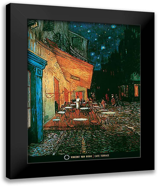 The Cafe Terrace on the Place du Forum, Arles, at Night, c.1888 28x36 Black Modern Wood Framed Art Print Poster by Van Gogh, Vincent