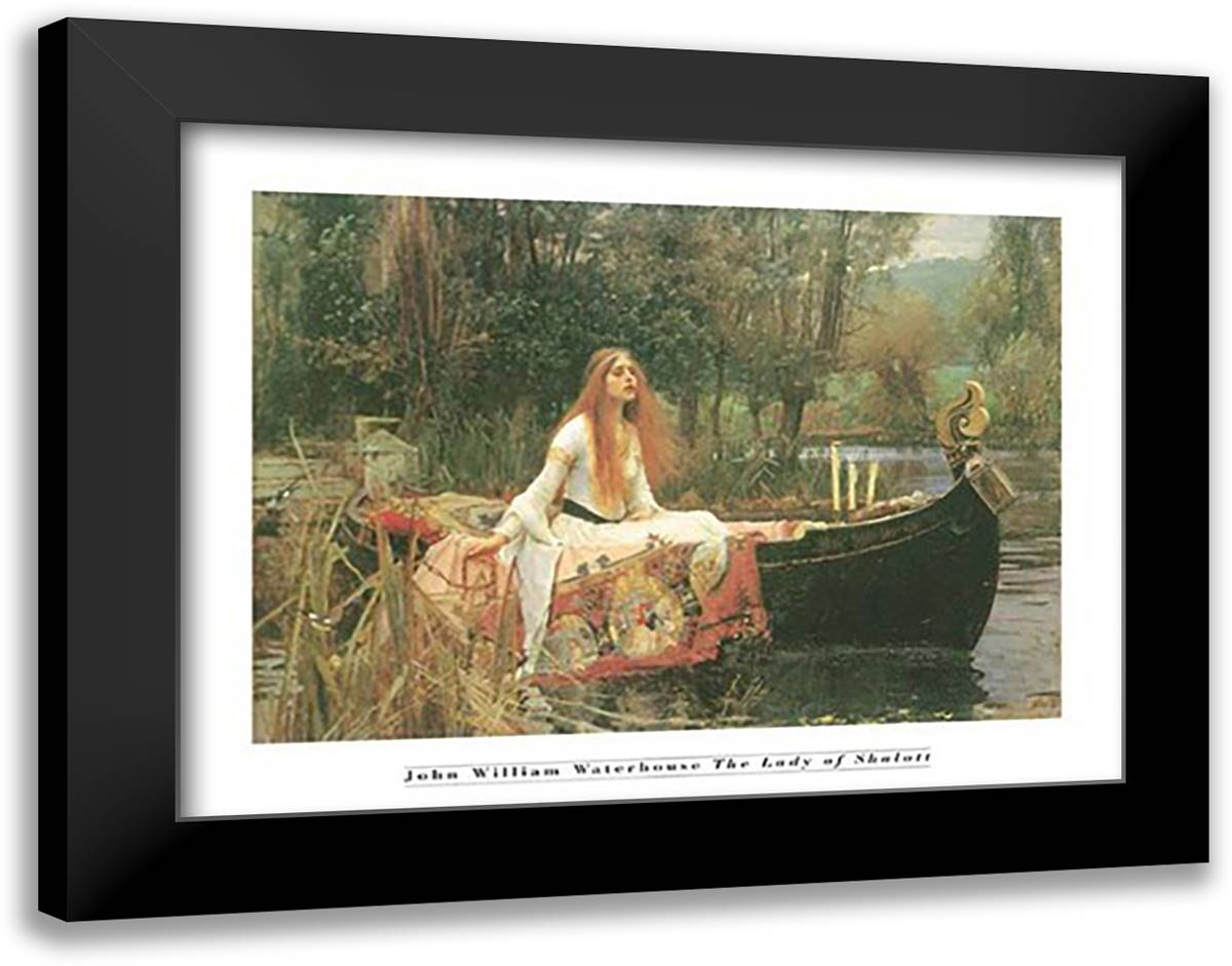 Lady Of Shalott 36x28 Black Modern Wood Framed Art Print Poster by Waterhouse, John William
