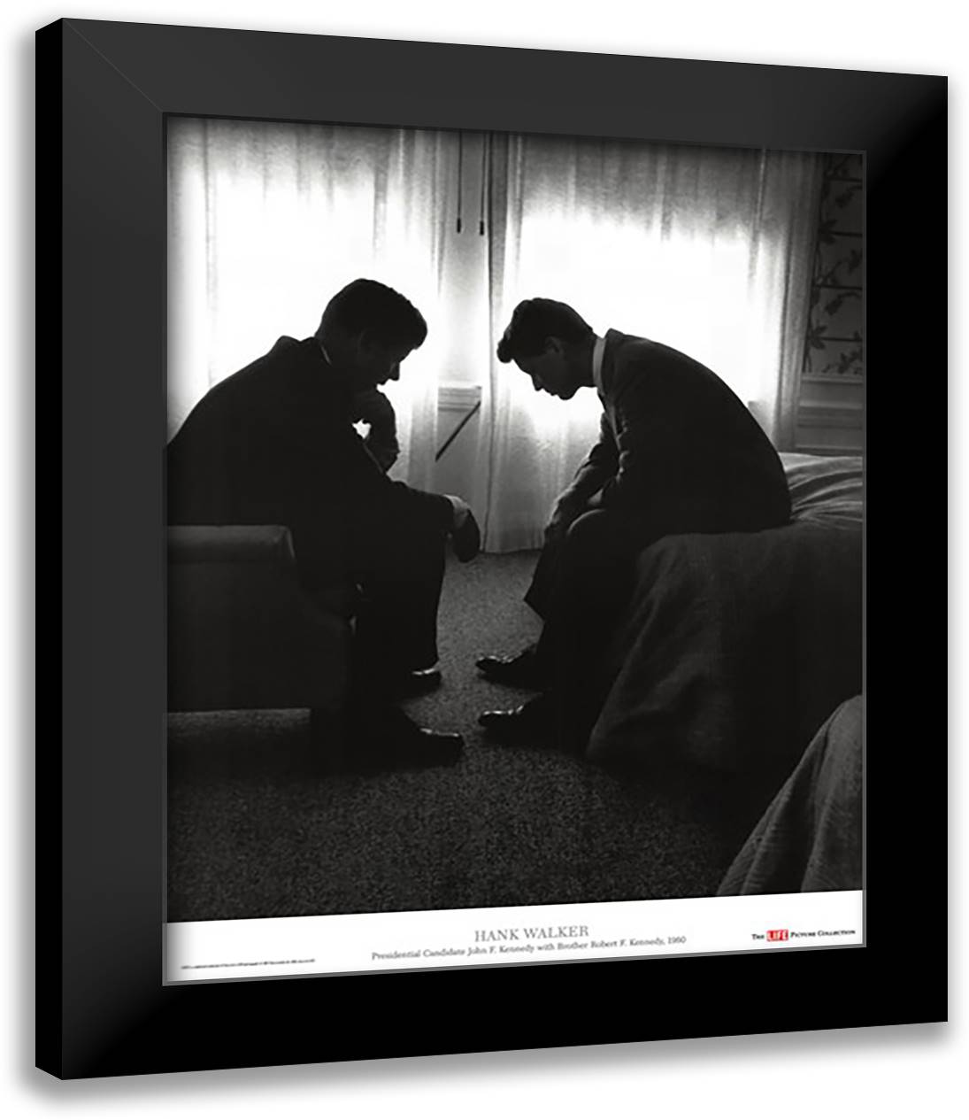 John F. Kennedy and Robert F. Kennedy 26x32 Black Modern Wood Framed Art Print Poster by Walker, Hank