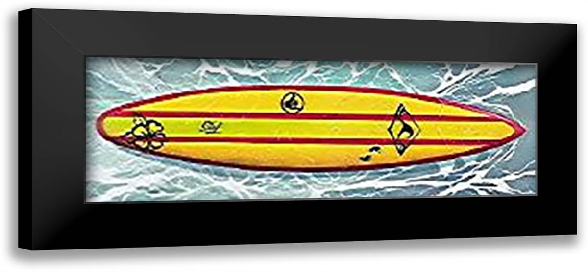 Yellow Surf Board 40x16 Black Modern Wood Framed Art Print Poster by Westmoreland, Scott