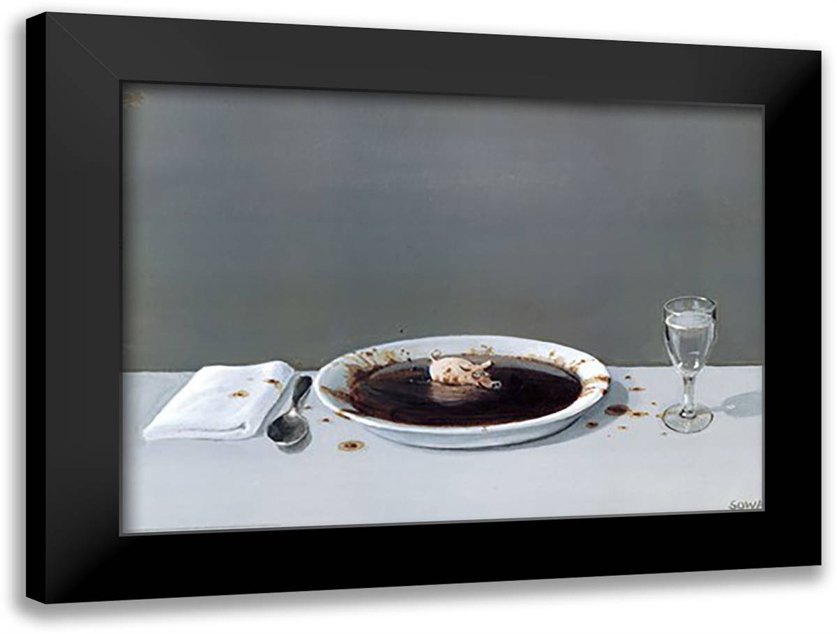 Pig in Soup 32x24 Black Modern Wood Framed Art Print Poster by Sowa, Michael