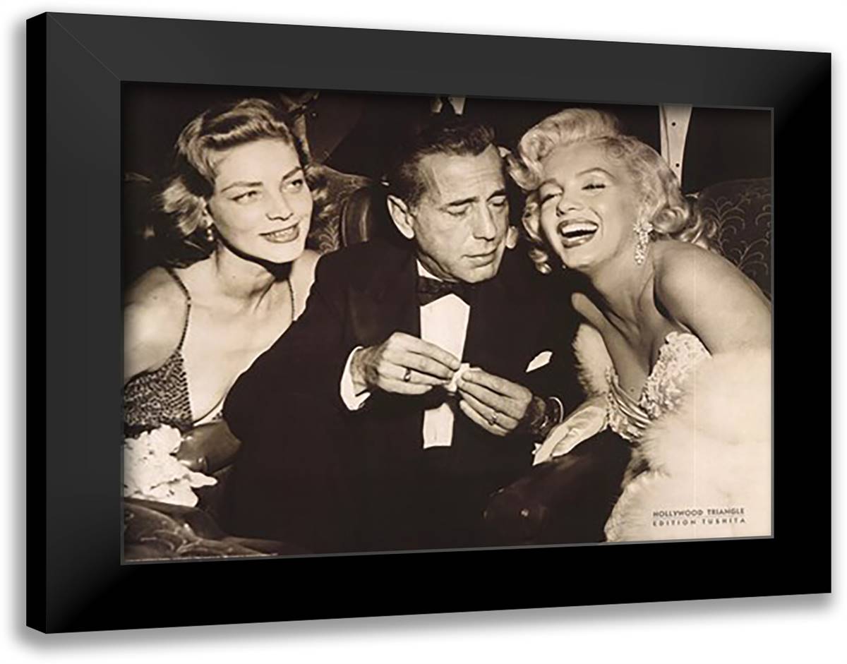 Hollywood Triangle (Bacall, Bogart, Monroe) 36x28 Black Modern Wood Framed Art Print Poster by Transglobe