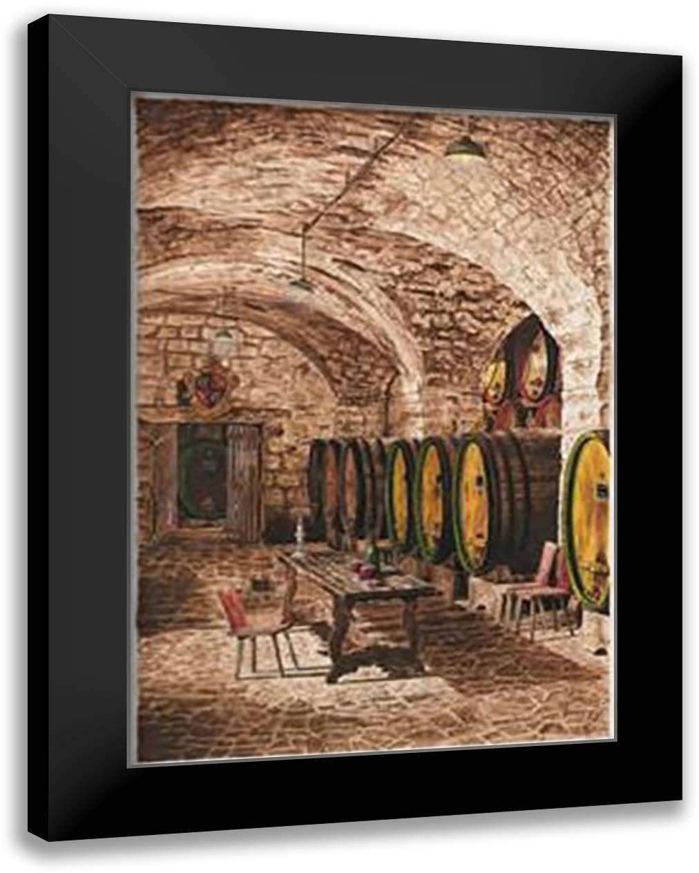 Wine Cellar #1 20x24 Black Modern Wood Framed Art Print Poster by Giansi