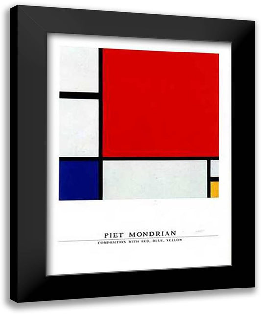 Composition with Red, Blue, Yellow 28x36 Black Modern Wood Framed Art Print Poster by Mondrian, Piet