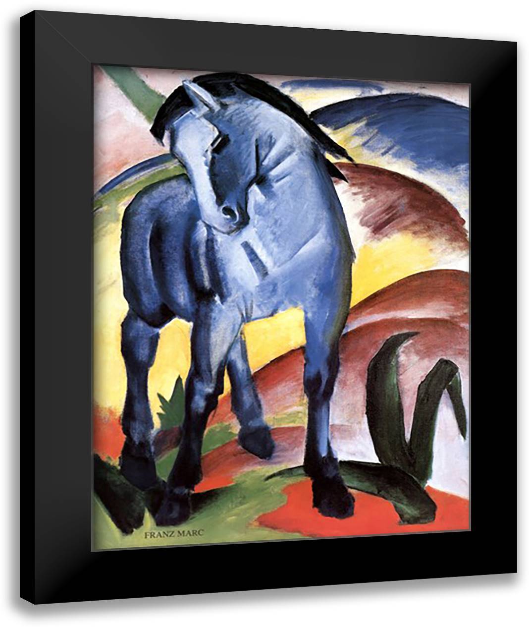 Blue Horse I 28x36 Black Modern Wood Framed Art Print Poster by Marc, Franz